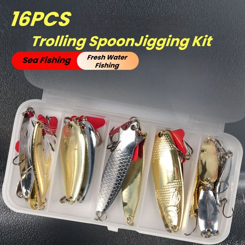 Fishing Lure Kit 16 Pcs Sets T - Fishing Lure Spoon review and price